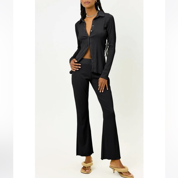 NWT Frankies‎ Bikinis Black Joey Plisse Pant Size Small - Picture 1 of 10